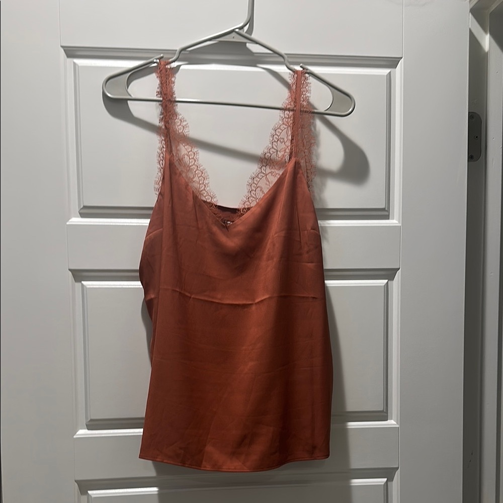 Rust Lace Trim Cami Top